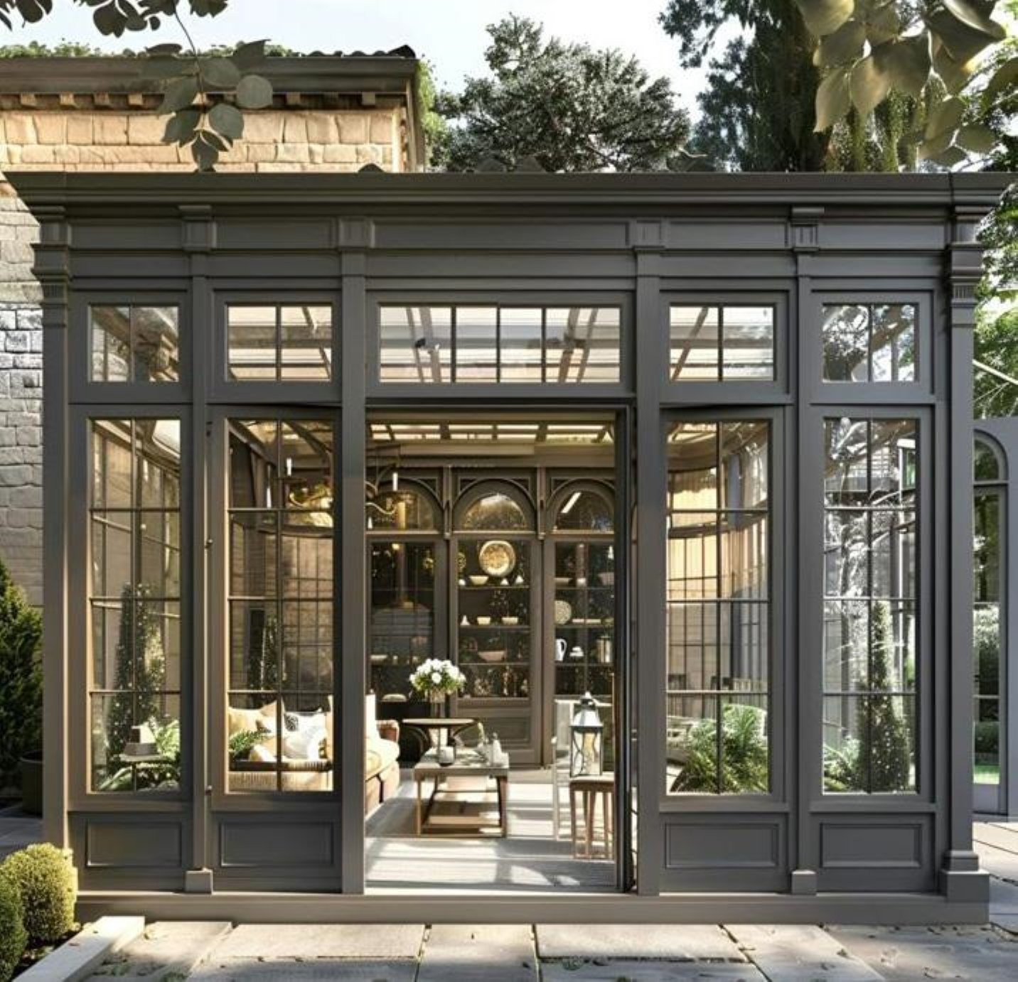 The Orangery, a glasshouse in the garden with soft light